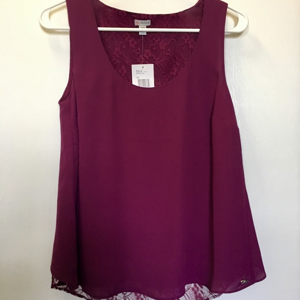 NWT Guess Sleeveless Lace Back Top